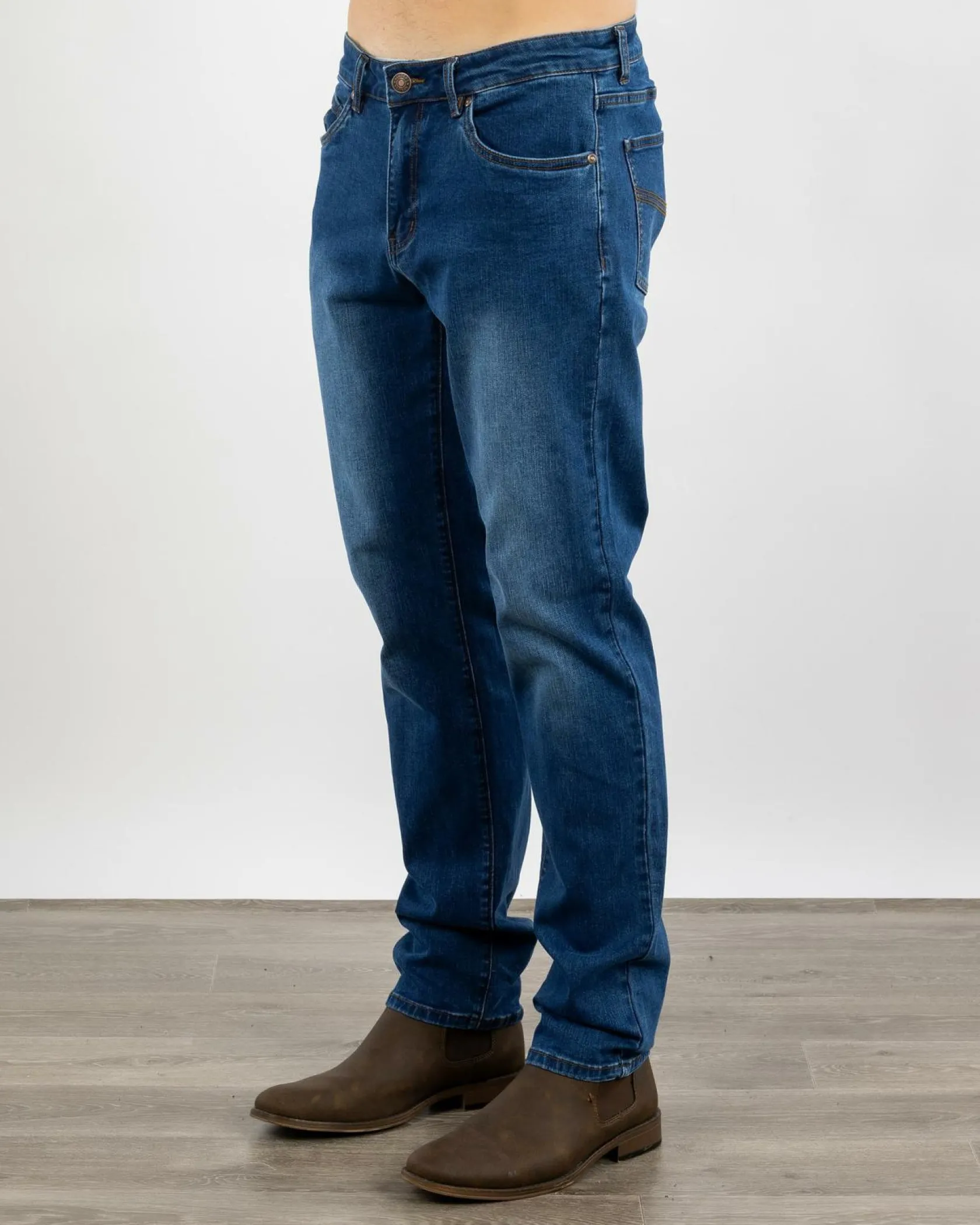 Ringers Western Burke Slim Taper Jeans Mid Blue Discount