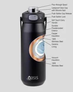 Oasis Capri 750ml Drink Bottle Black Outlet
