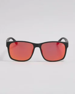 Quiksilver Capsized Sunglasses Rubberized Black Red Mirror Best