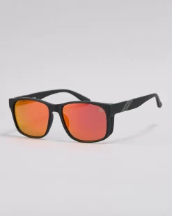 Quiksilver Capsized Sunglasses Rubberized Black Red Mirror Best