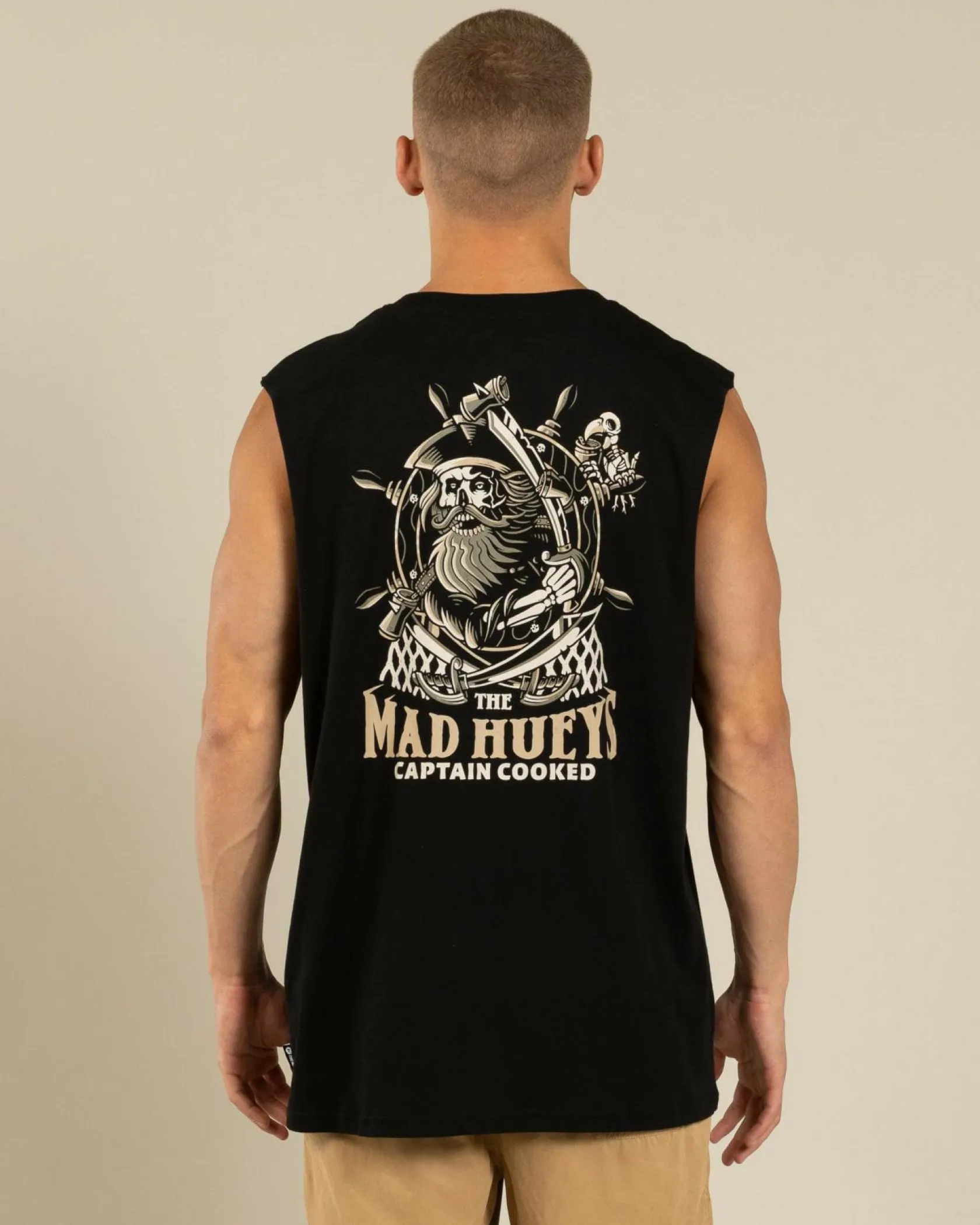 The Mad Hueys Captain Ship Faced Muscle Tank Black