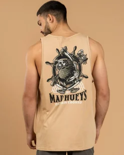 The Mad Hueys Captain Ship Faced Singlet Tan Clearance