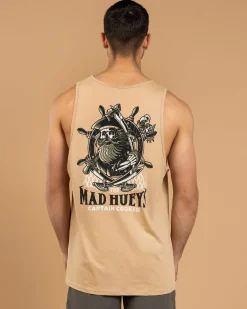 The Mad Hueys Captain Ship Faced Singlet Tan Clearance