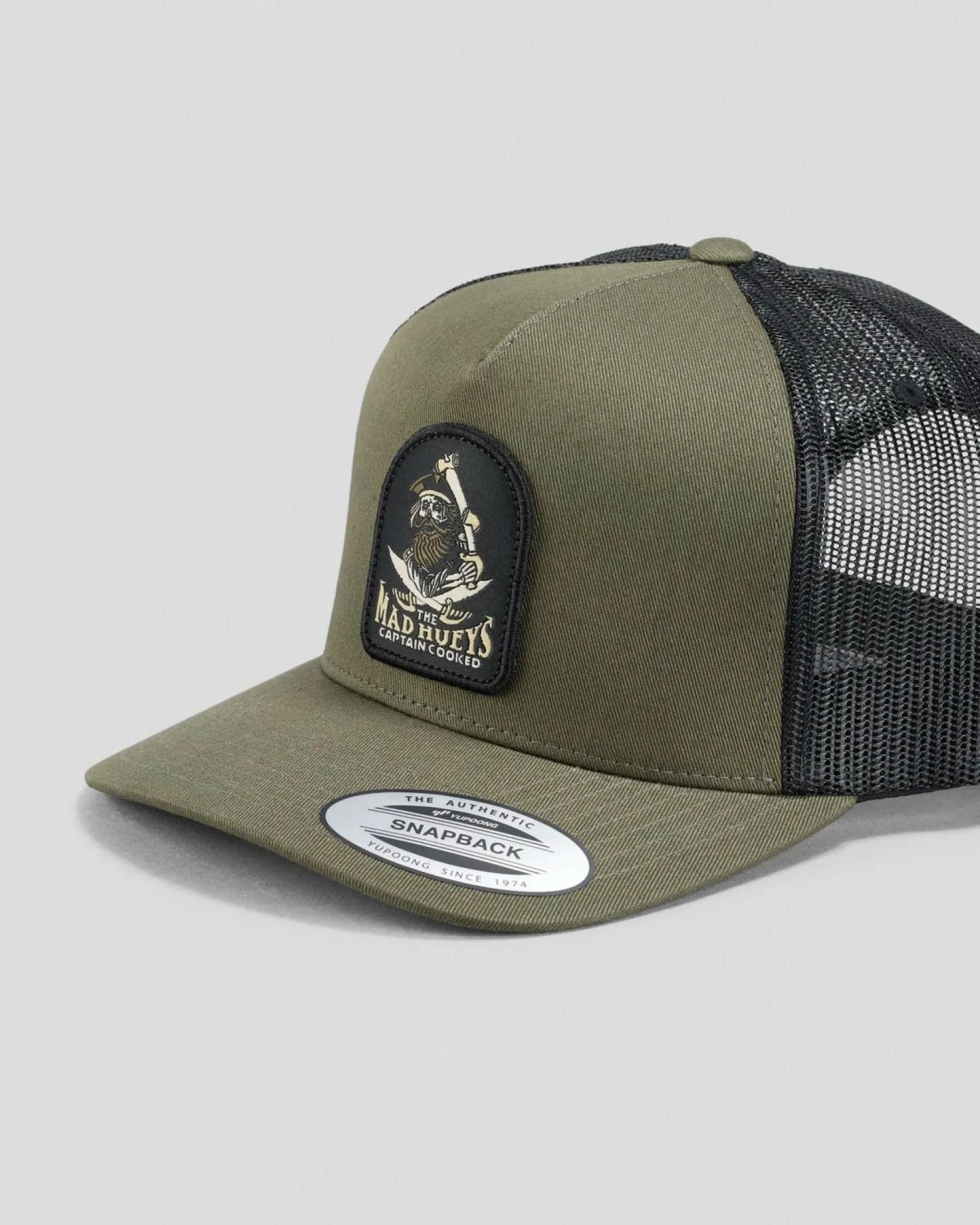 The Mad Hueys Captain Ship Faced Trucker Cap Olive Outlet