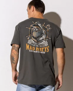 The Mad Hueys Captain Ship Faced T-Shirt Black Clearance