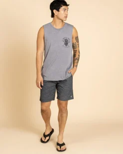 Salty Life Captain's Curse Muscle Tank Lt Grey Acid Discount