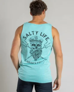 Salty Life Captain's Curse Singlet Lt Blue Acid Hot