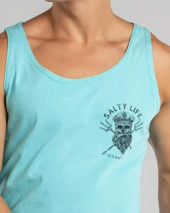 Salty Life Captain's Curse Singlet Lt Blue Acid Hot