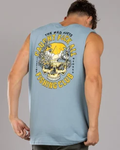 The Mad Hueys Caught Fk All Island Muscle Tank Steel Blue