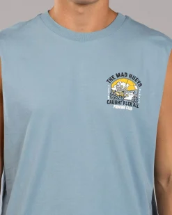 The Mad Hueys Caught Fk All Island Muscle Tank Steel Blue
