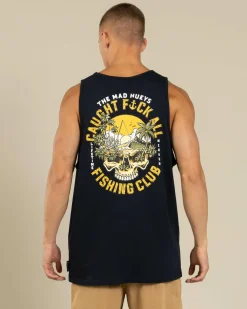 The Mad Hueys Caught FK All Island Singlet Navy Outlet