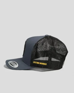 The Mad Hueys Caught Fk All Twill Trucker Cap Navy Hot