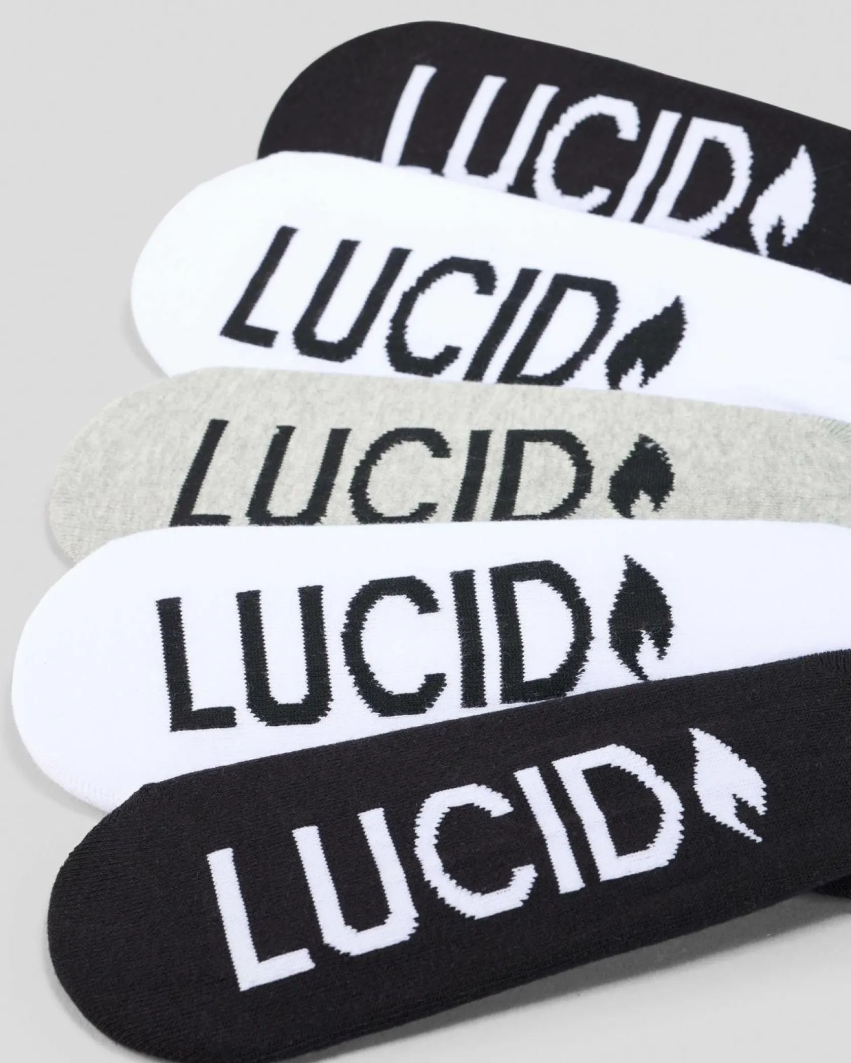 Lucid Certain Invisible Socks 5 Pack White/black/grey Clearance