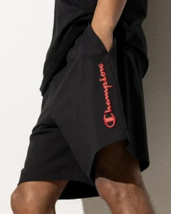 Champion Puff Script Jersey Shorts Black Outlet