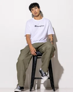 Champion Puff Script T-Shirt White Clearance