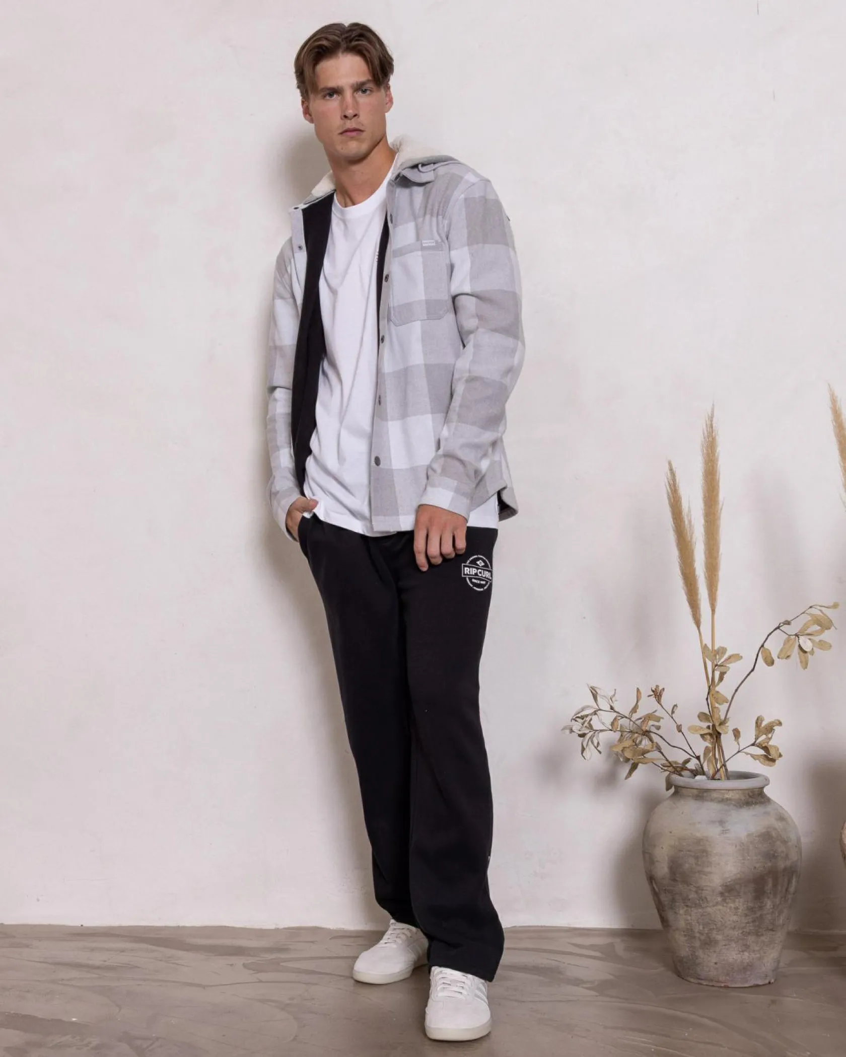 Skylark Checkout Flannel Long Sleeve Shirt Grey Check Discount