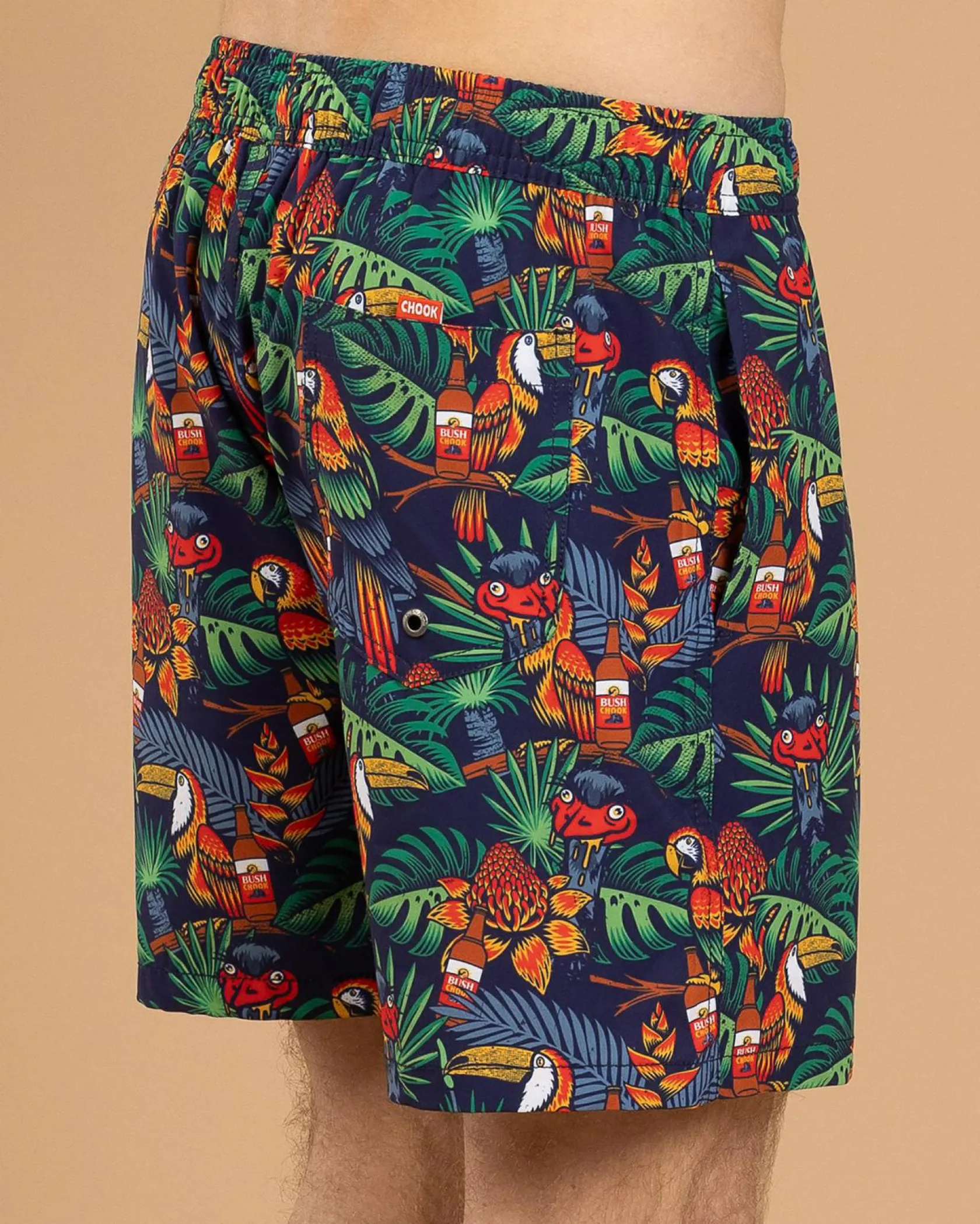 Bush Chook Chooked Out Beach Shorts Navy Hot
