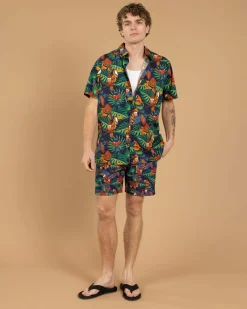 Bush Chook Chooked Out Short Sleeve Shirt Navy Best