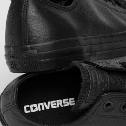 Converse Chuck Taylor All Star Leather Lo-Cut Shoes Black Monochrome Discount