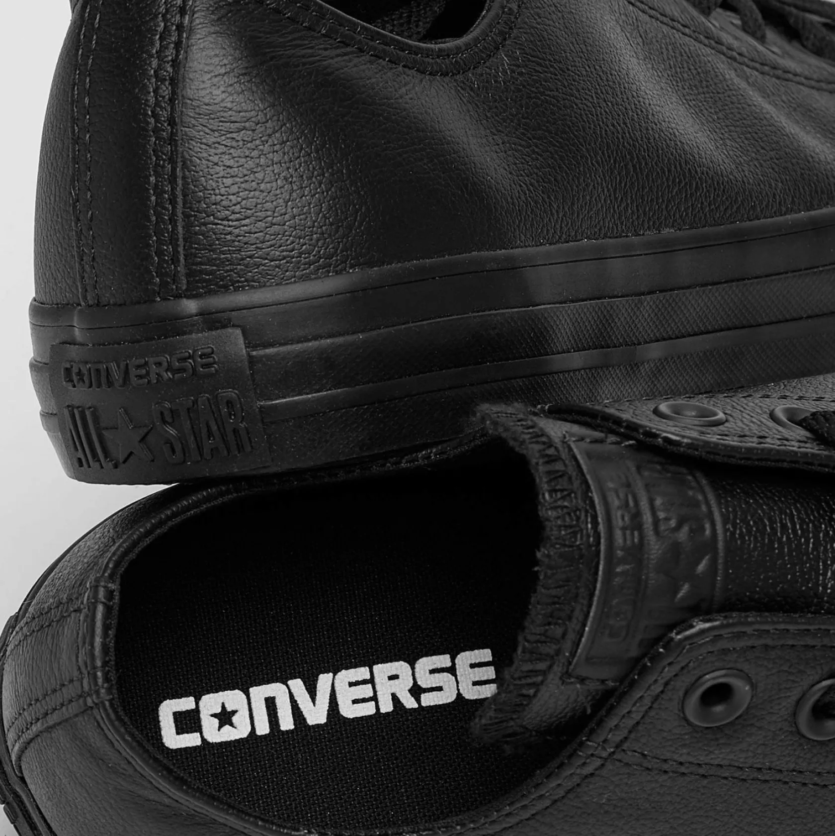 Converse Chuck Taylor All Star Leather Lo-Cut Shoes Black Monochrome Discount