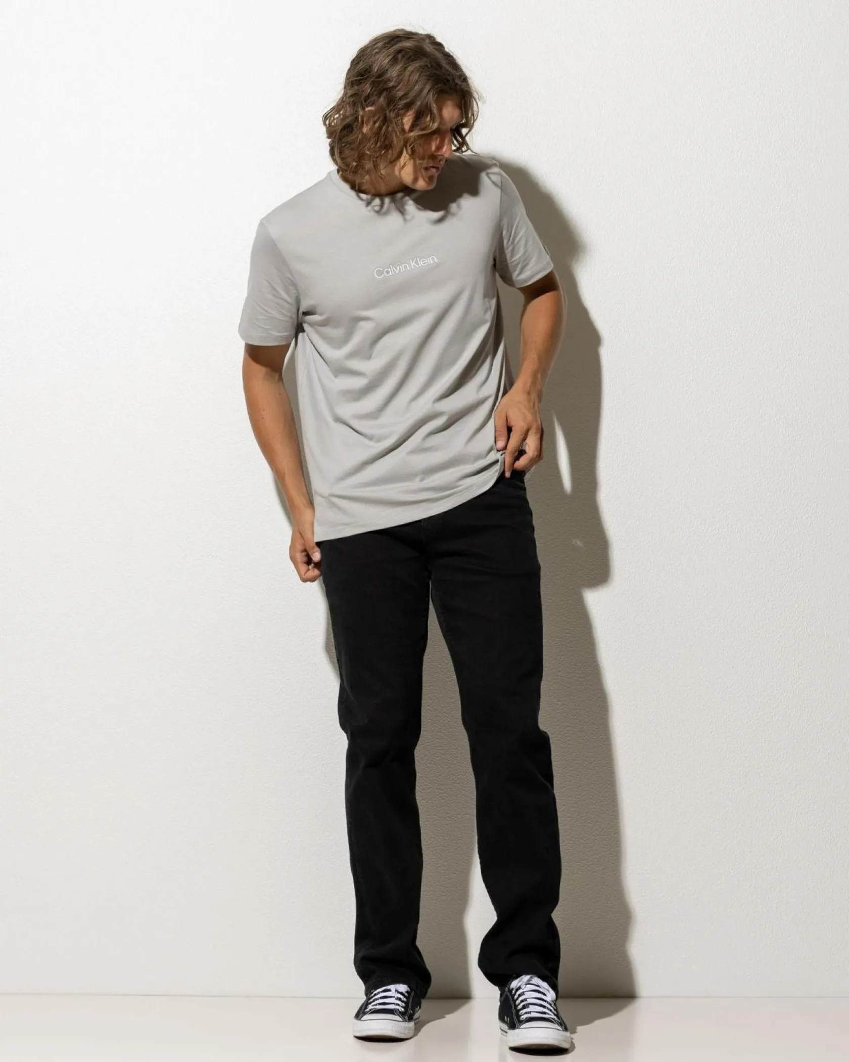 Calvin Klein CK Tonal Graphic T-Shirt Flint Gray New