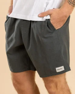 Rhythm Classic Linen Jam Shorts Silver Pine Outlet