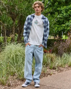 Billabong Coastline Flannel Overcast Blue Plaid Hot