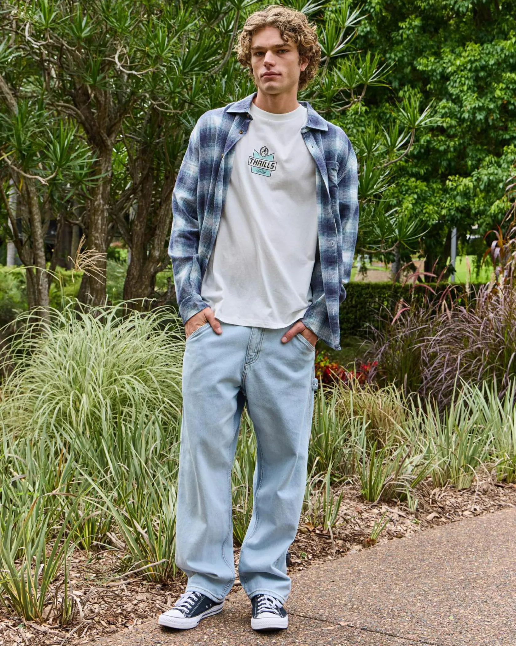 Billabong Coastline Flannel Overcast Blue Plaid Hot