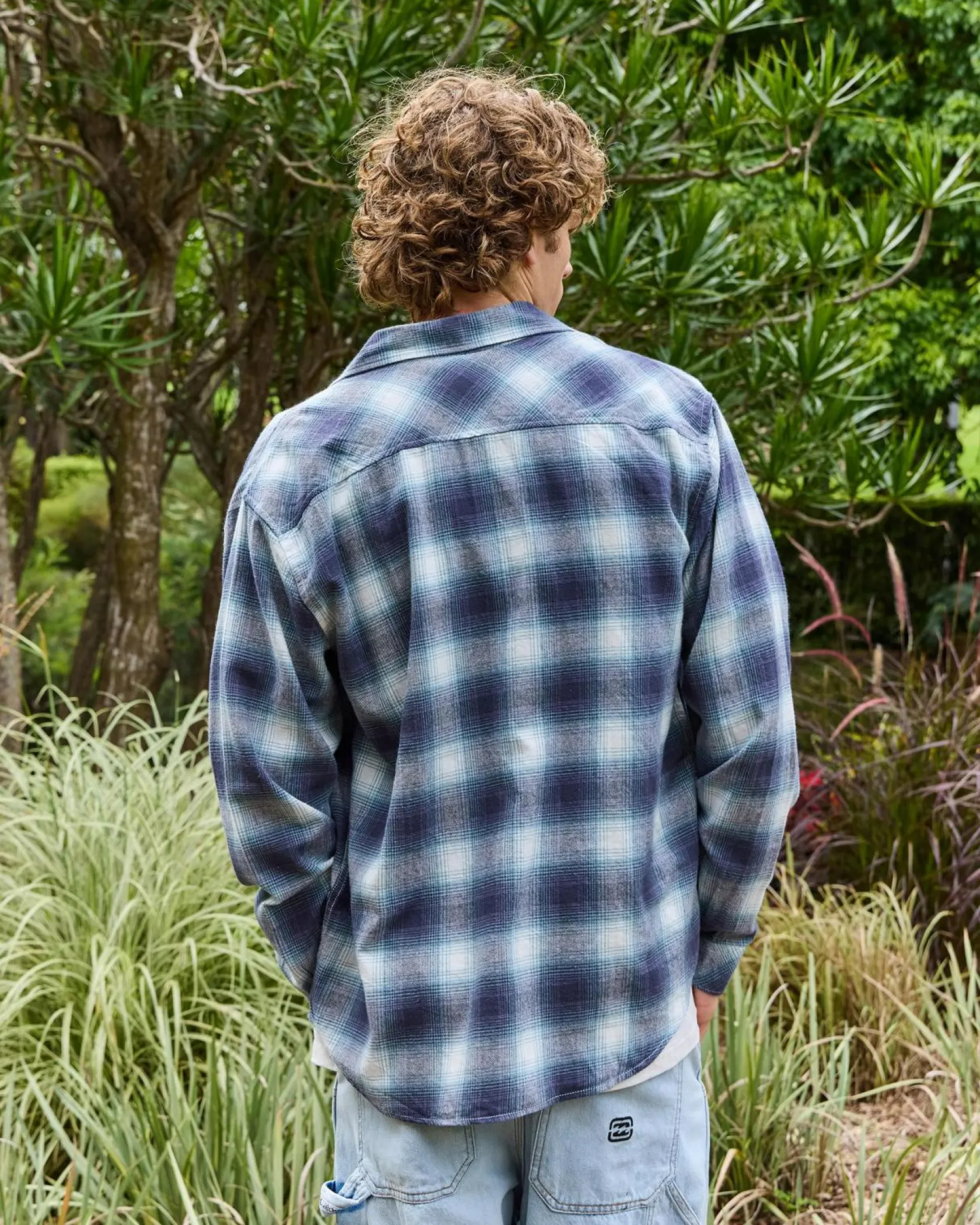 Billabong Coastline Flannel Overcast Blue Plaid Hot