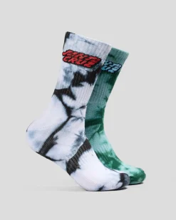 Santa Cruz Comic Stack Crew Socks 2 Pack Gn Tie Dye-blk Tie Dye Discount