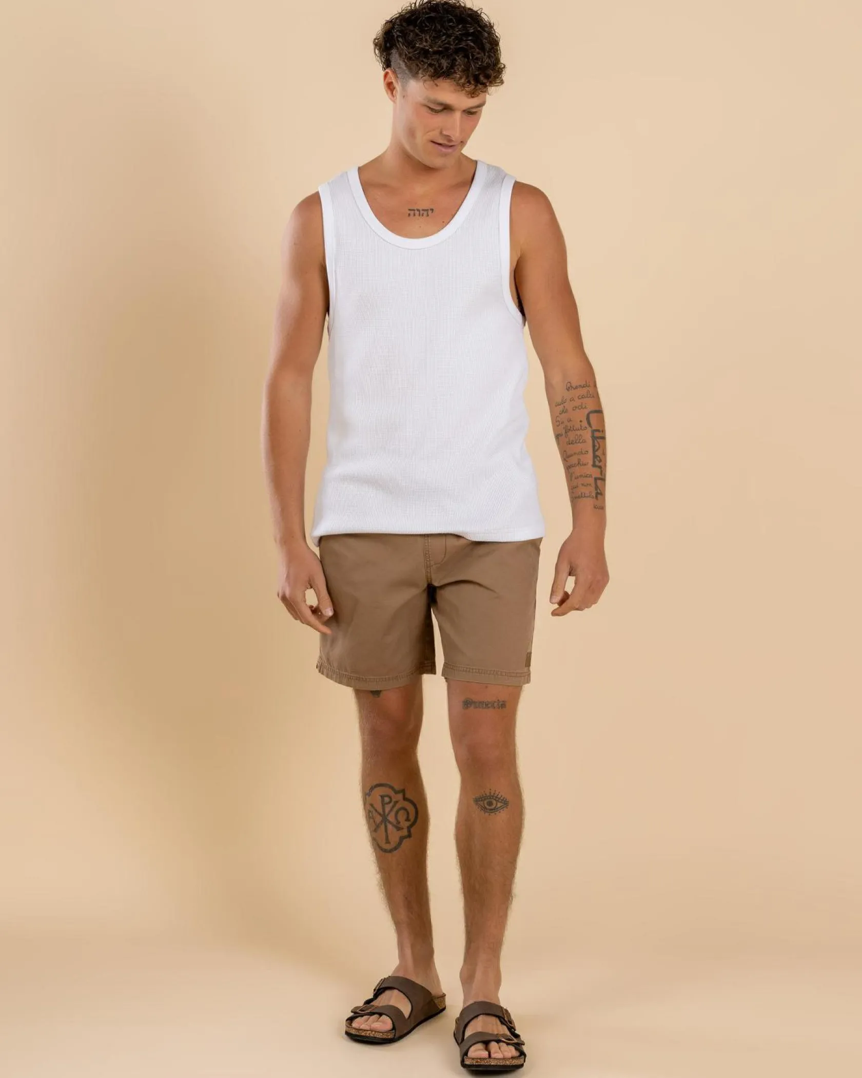 Lucid Conclude Elastic Waist Shorts Tan Online