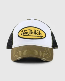 Von Dutch Contrast Wash Trucker Cap Moss White Online