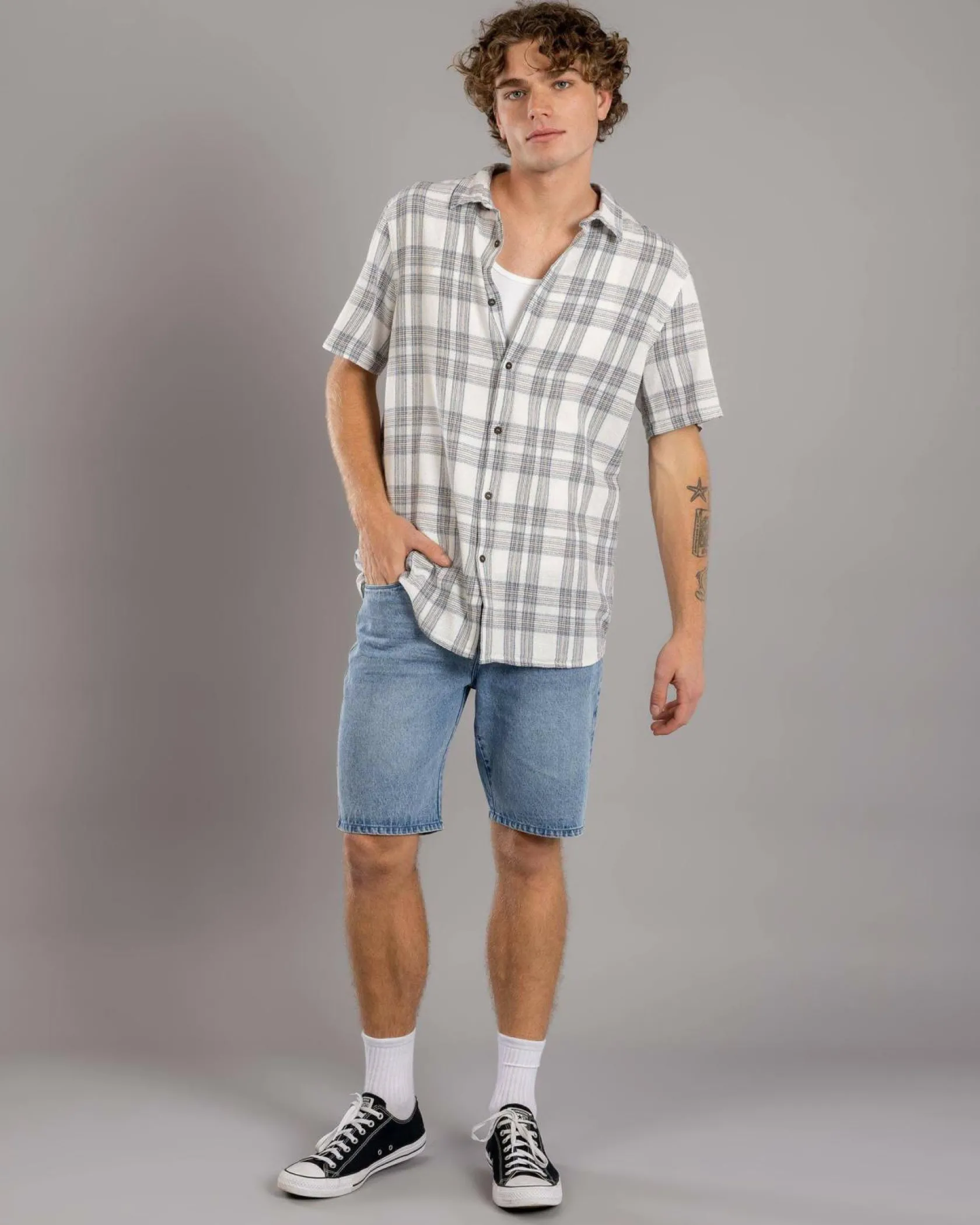 Jacks Coordinate Short Sleeve Shirt White Check Best