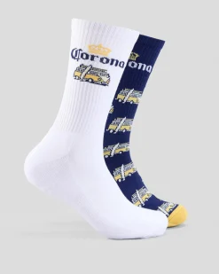 FOOT-IES Corona Kombi Sneaker Sock 2 Pack White/navy Outlet