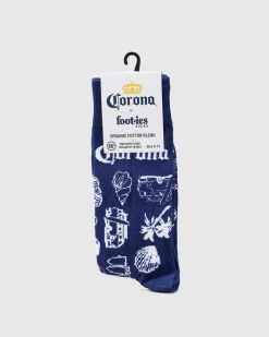 FOOT-IES Corona Outline Organic Cotton Socks Navy New