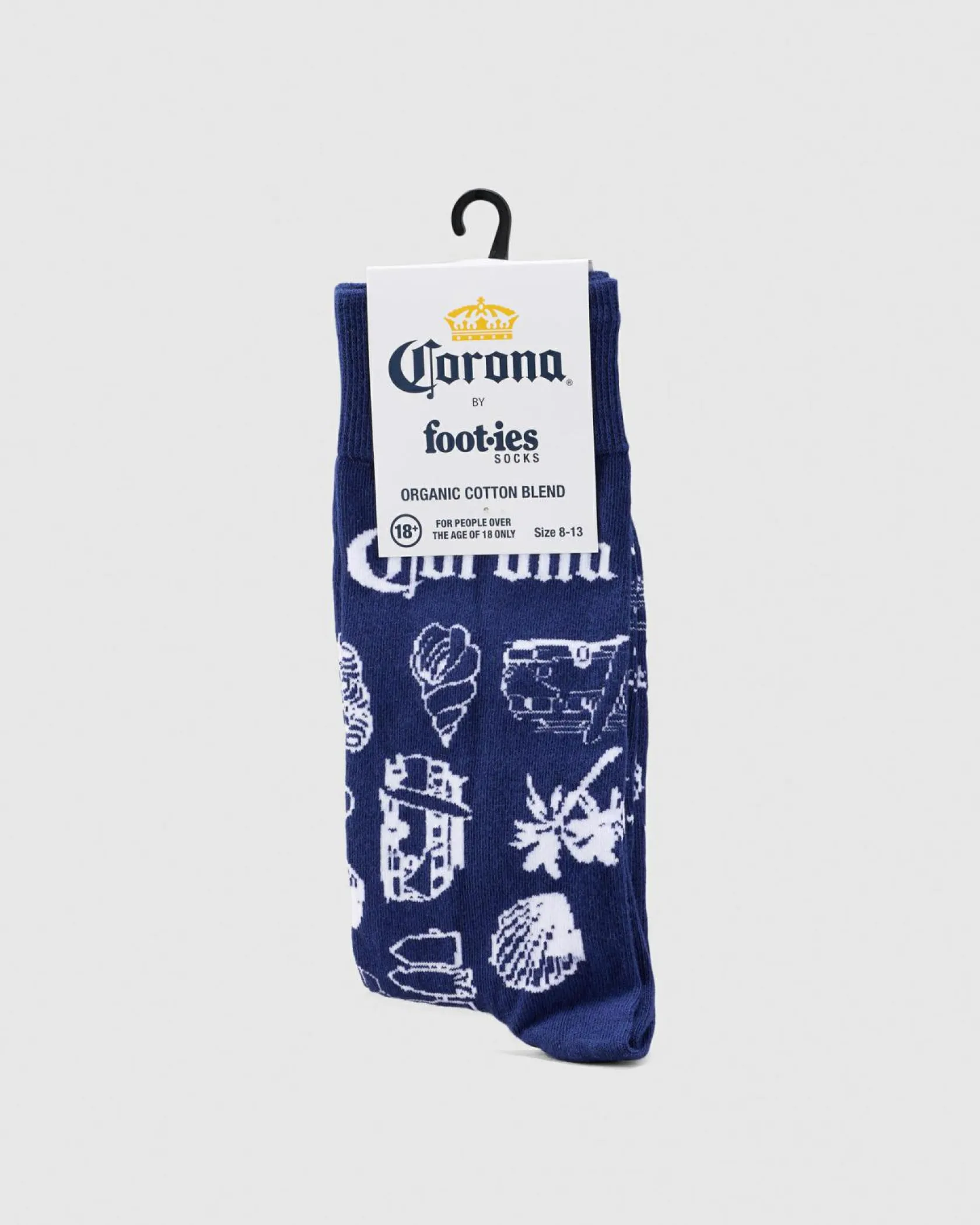 FOOT-IES Corona Outline Organic Cotton Socks Navy New