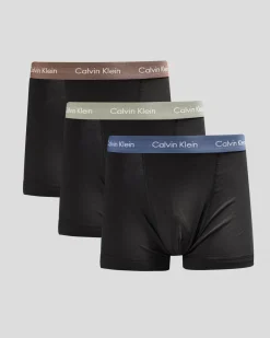 Calvin Klein Cotton Stretch Trunk 3 Pack Black W/ Royal Iris/grey Heather/dusty Tan Wbs Hot