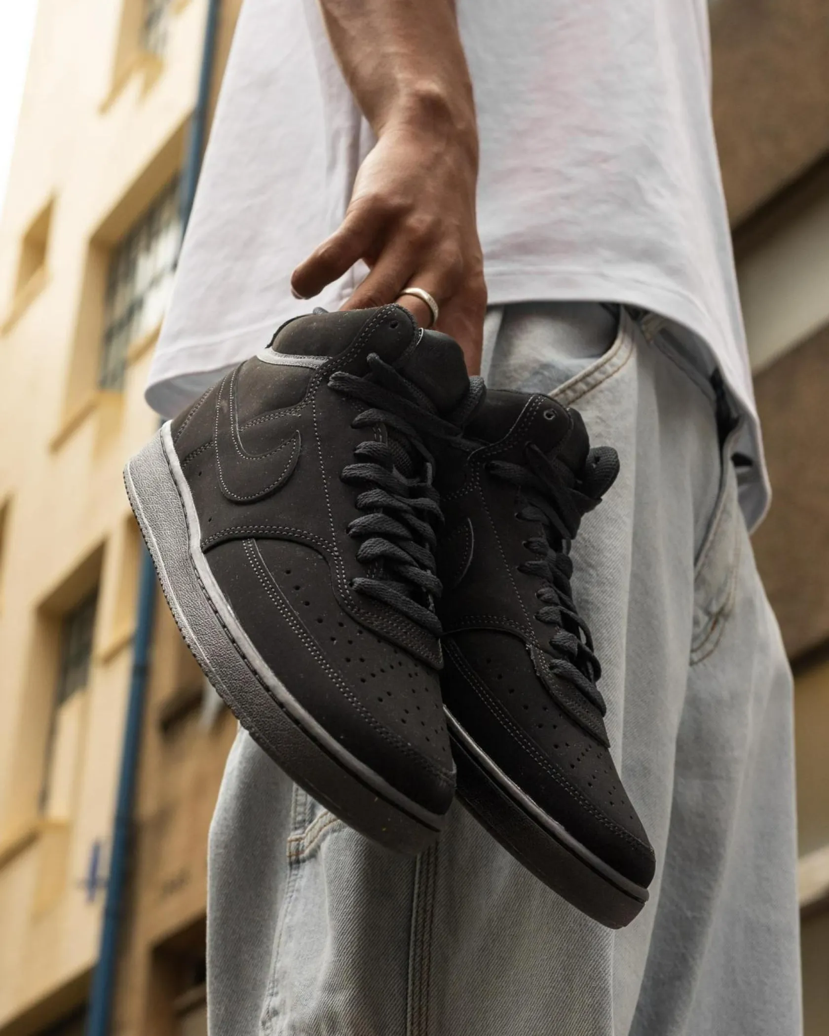 Nike Court Vision Mid Shoes Black/black-black Clearance