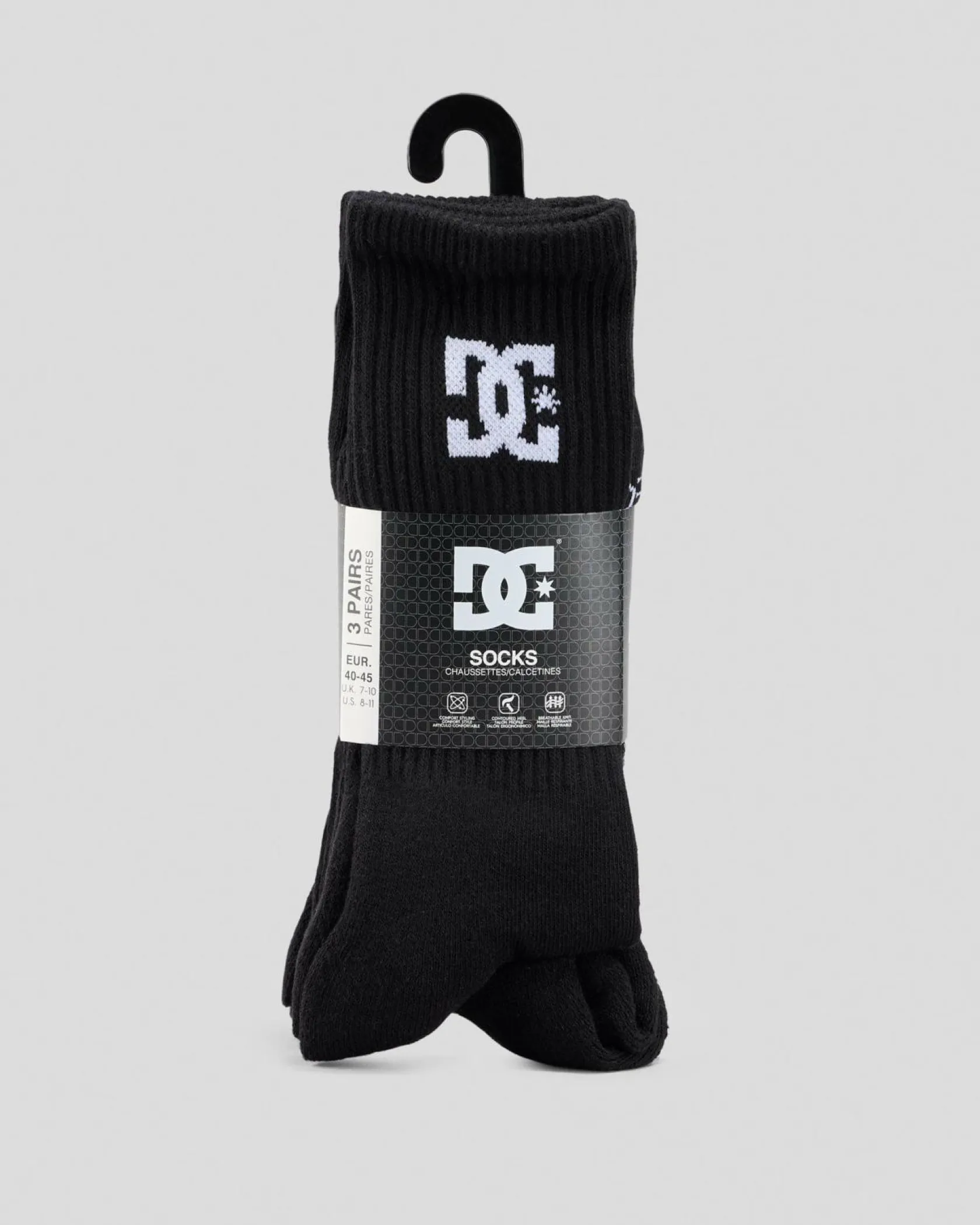 DC Shoes Crew Sock 3 Pack Black Best