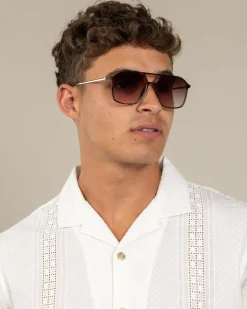 Aire Cusp Sunglasses Dark Tort Gold/ Dark Brown Grad Sale