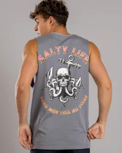 Salty Life Dark Grasp Muscle Tank Lt Grey Acid Best