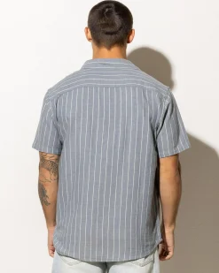 RVCA Dayshift Stripe II Short Sleeve Shirt Chambray Online
