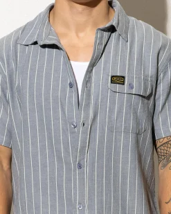 RVCA Dayshift Stripe II Short Sleeve Shirt Chambray Online
