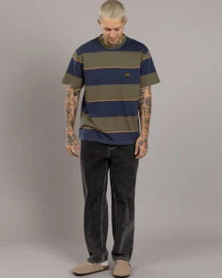 RVCA Dayshift Stripe T-Shirt Moody Blue Online