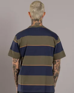 RVCA Dayshift Stripe T-Shirt Moody Blue Online