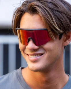 Liive Dealer Sunglasses Mirror Matte Black Red Sale