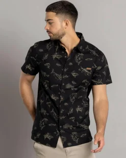 Salty Life Deepwater Short Sleeve Shirt Black/tan New