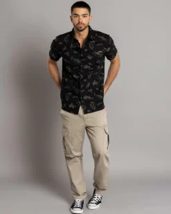 Salty Life Deepwater Short Sleeve Shirt Black/tan New