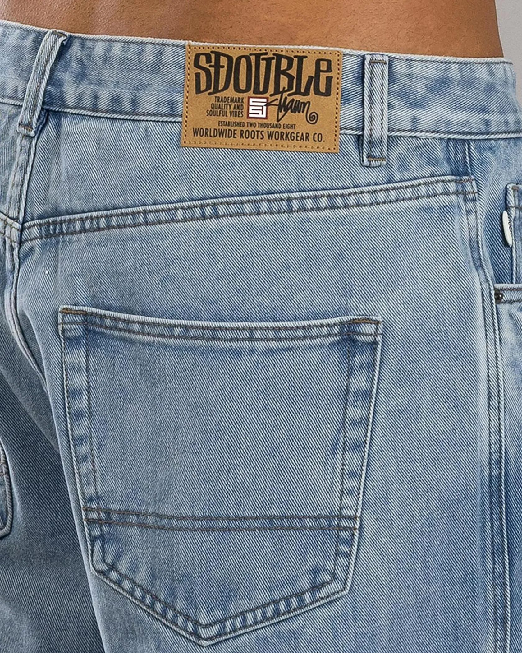 S-Double Denim Standard Shorts Fade Wash Clearance
