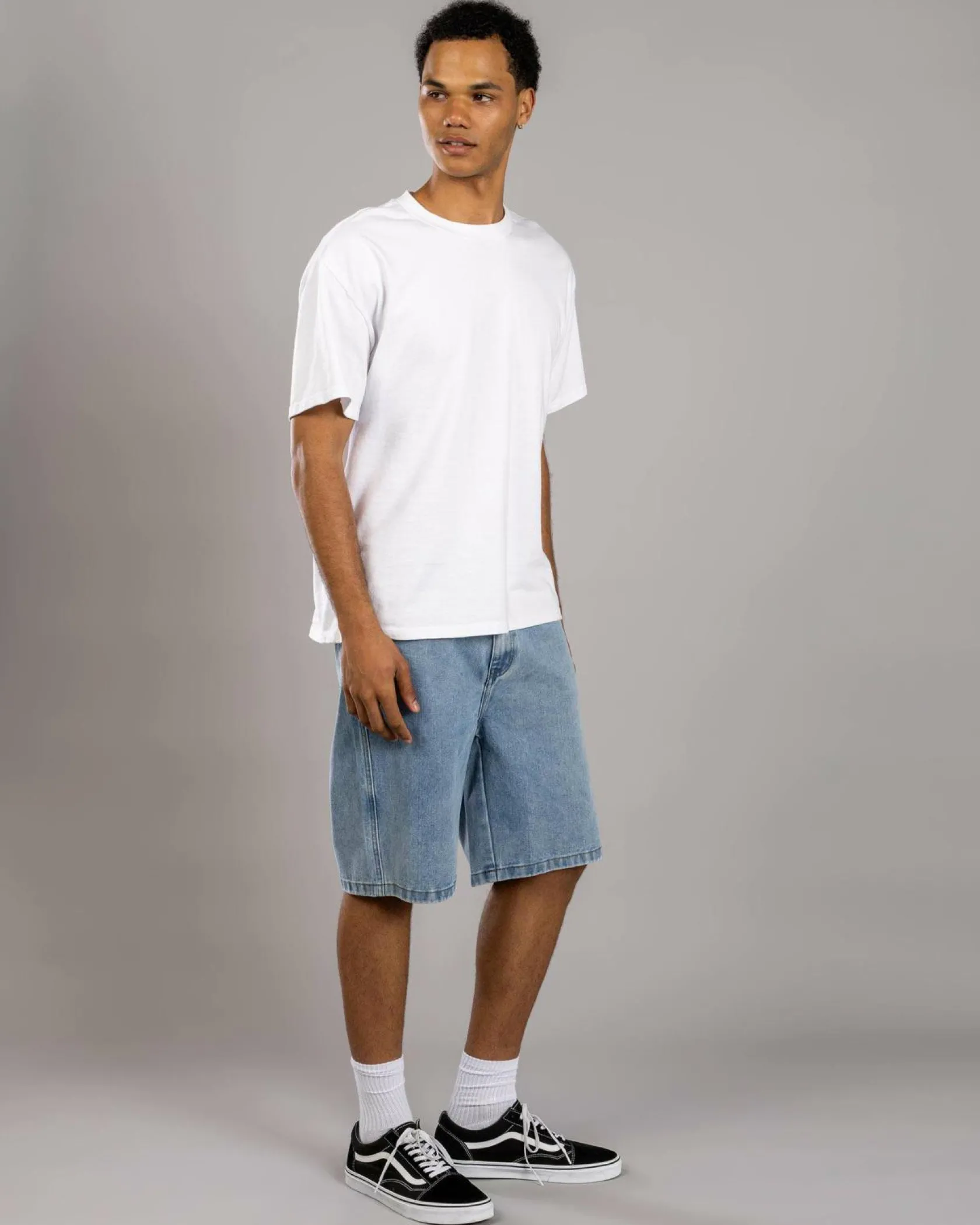 S-Double Denim Standard Shorts Fade Wash Clearance